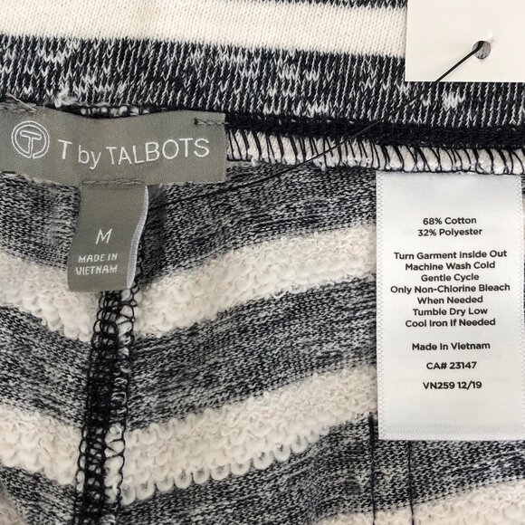 T by Talbots Cotton/Poly Blend 4 Pocket Striped Pull-On Shorts Black White Sz M - Picture 10 of 12